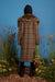 Plaid Grandpa Coat with Attached Hoodie - Camel Black